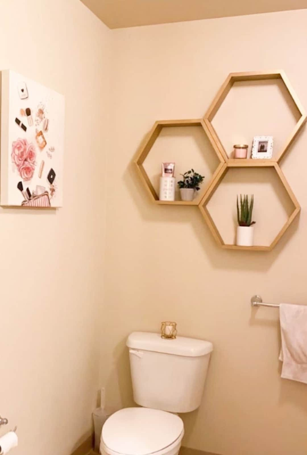 Gold Hexagon Shelves Floating Shelf Shelf Black Wood Hexagon