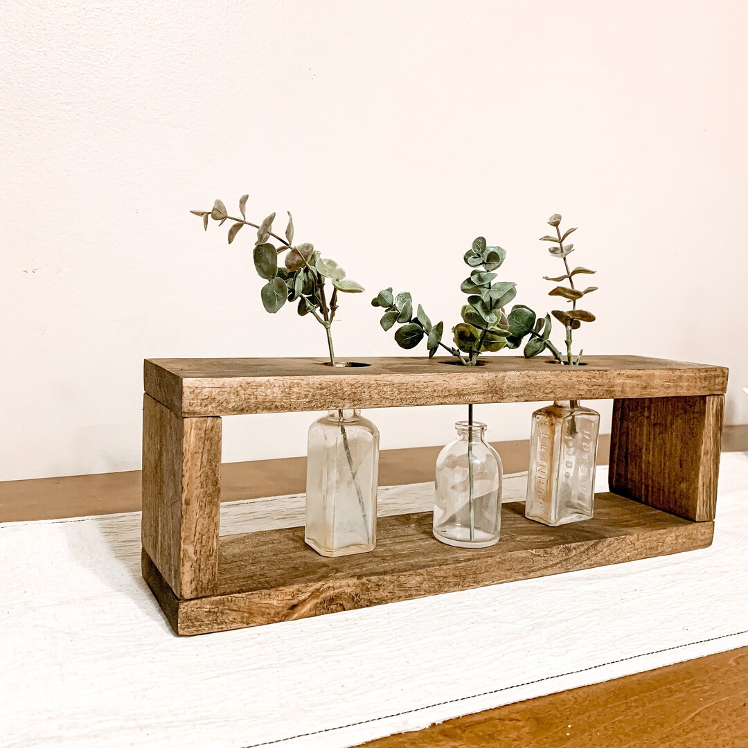 Wooden Vase Stand Tabletop Decor Mothers Day Gift Gifts for Her Rustic