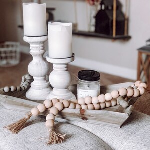 Farmhouse Wood Bead Garland | Natural Wood Beaded Garland | Rustic Decor | Home Decor | Tiered Tray Decor | Shelf Decor | Farmhouse Decor