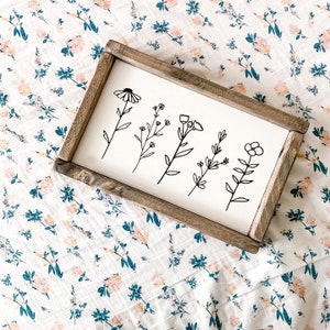 Wildflower Sign | Farmhouse Spring Sign | Botanical Sign | Floral Sign | Spring Decor | Spring Flower Sign | Spring Sign | Shelf Sign