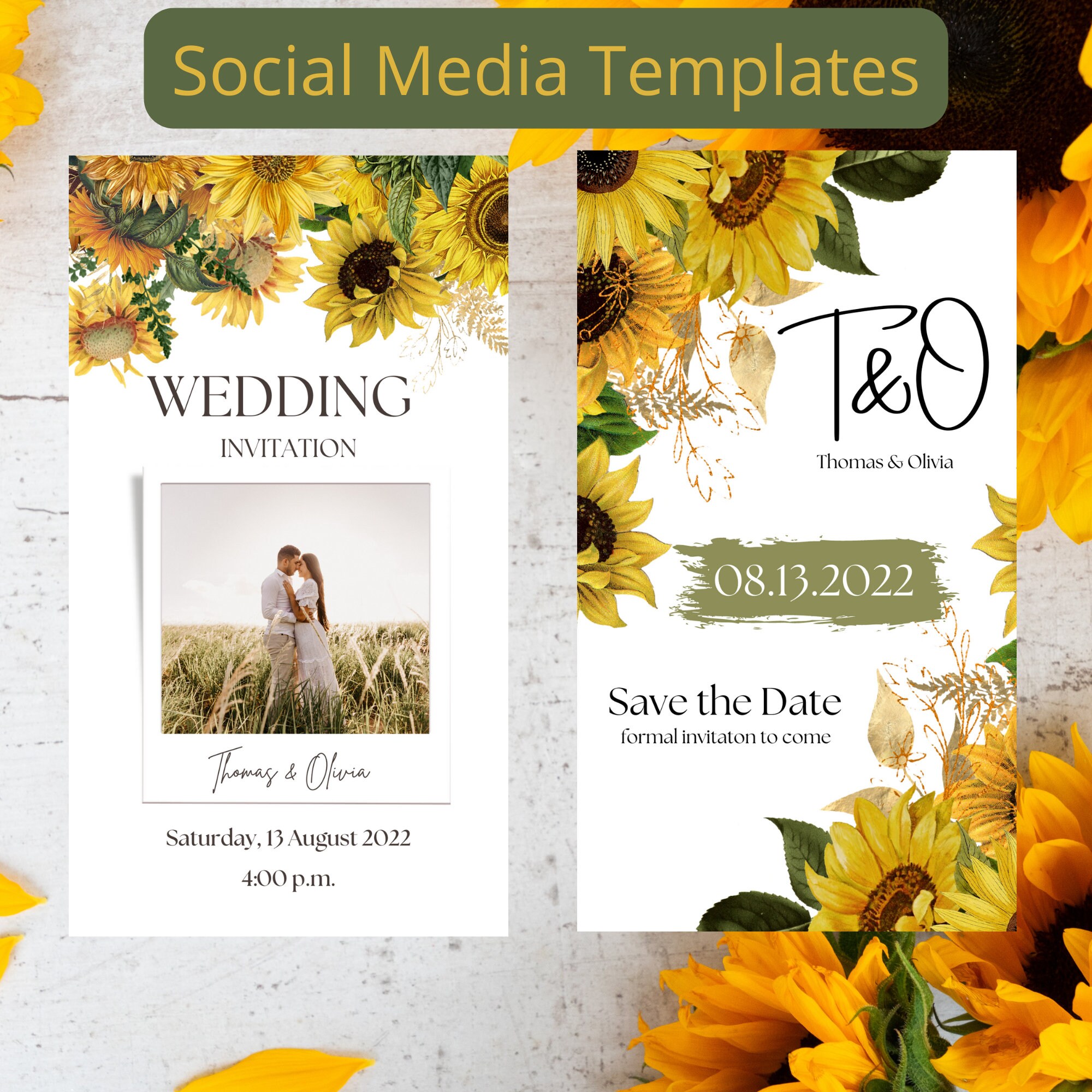 Sunflower Wedding Template Bundle Printable Wedding Download - Etsy