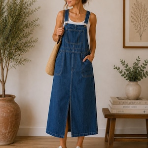 90s fashion overalls dress AE Denim '90s Maxi Dress Overall