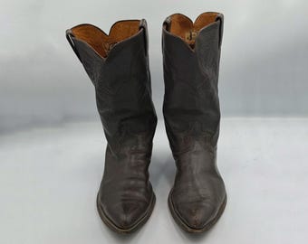 Justin USA メンズ ブラウンレザー ヴィンテージ ウエスタン カウボーイブーツ サイズ 11.5D