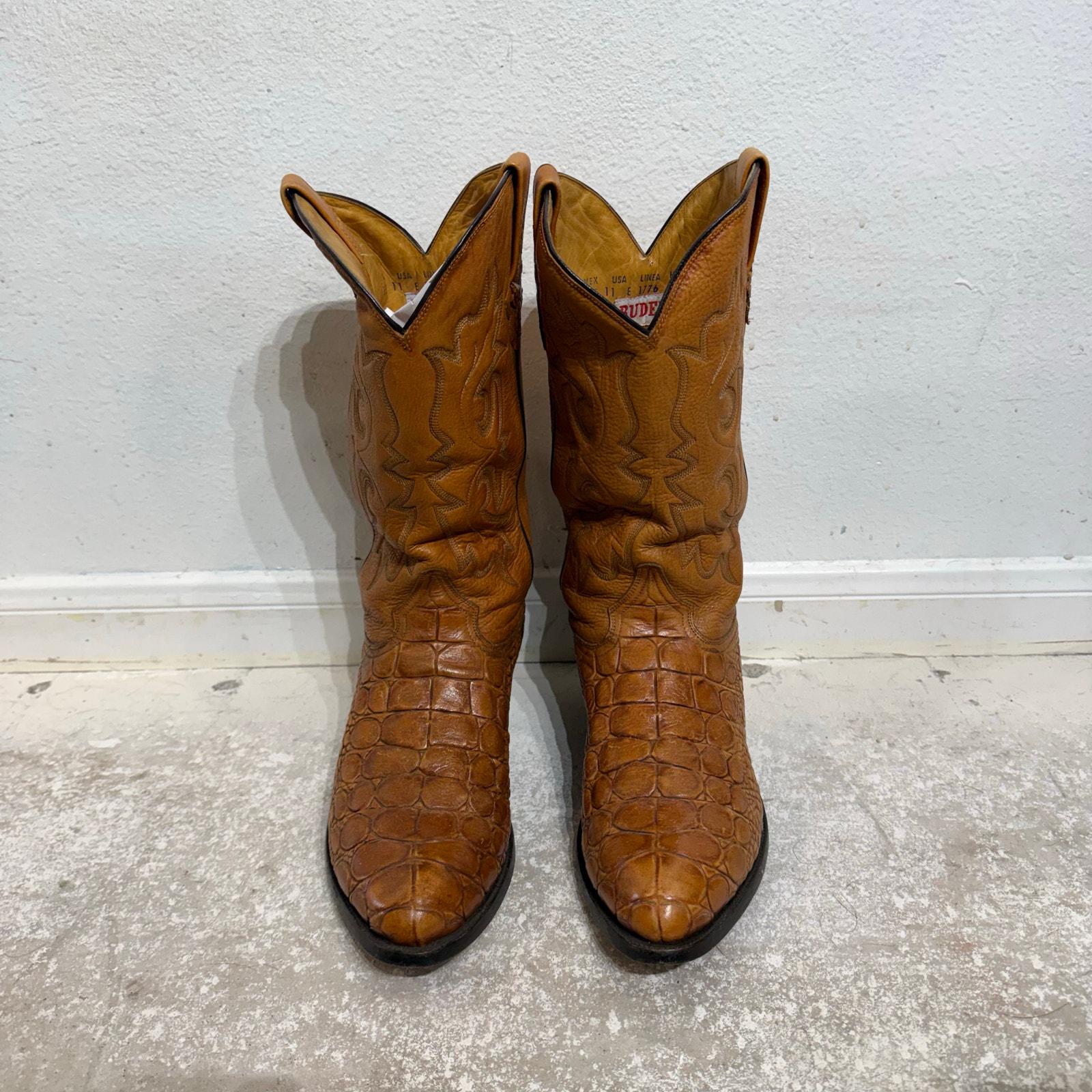 Rogers Boots Rudel Tan Boots Size 11 Rudel Rogers Mens 10.5 E Exotic Embossed Anteater Western  main image 3