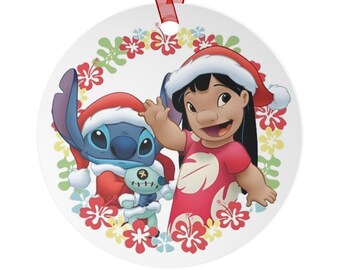 Adorno navideño de metal de Lilo y Stitch de la película Lilo y Stitch de Disney