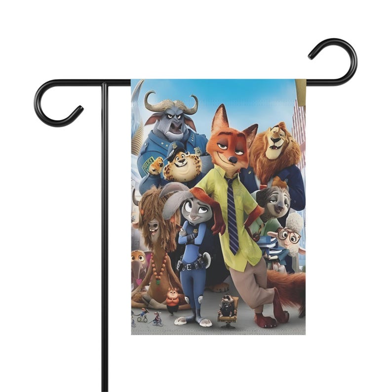 Disney Zootopia featuring Nick,Judy and other characters from the movie Garden or Home Flag Banner, Outdoor Flags, Garden Decoration image 1