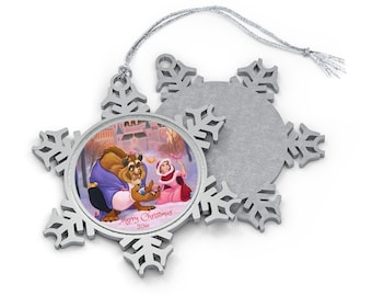 The Beauty and the Beast pewter snowflake Christmas ornament.