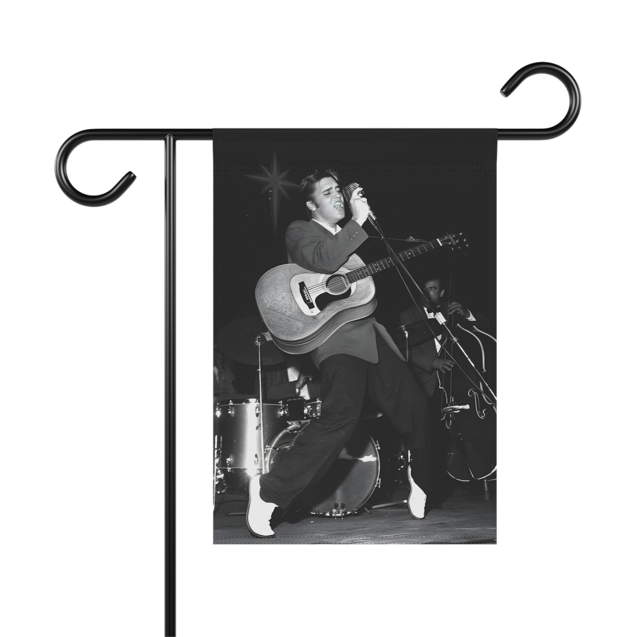 エルヴィス・プレスリー ガーデンフラッグ、白黒コンサートバナー
