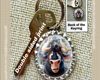 Ferdinand The Bull from Disney's Ferdinand. Bottlecap keychain, keyring, bag charm, zipper pull kids, fish extender gift, memorabilia