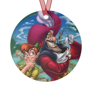Peter Pan and Captain Hook Christmas Metal Ornament.