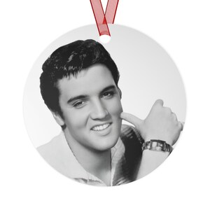 Elvis Presley vintage look christmas metal ornament