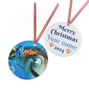 Dory, Marlin and Crush (the turtle) from the  movie Finding Nemo metal Christmas ornament