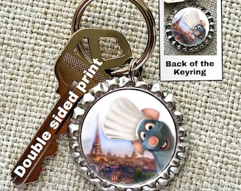 Disney Ratatouille Little Chef, Bottlecap Keyring, Bag Charm, Gym bag lock, Zipper pull kids, Fish Extender gift, Disneyworld Parks