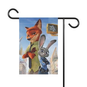 Disney Zootropolis med Nick (Räven) och Judy (Kaninen) Trädgårds- eller Hemflagga bild 2