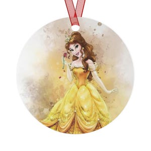 Belle Disney Princess from the  movie The Beauty and the Beast metal Christmas ornament