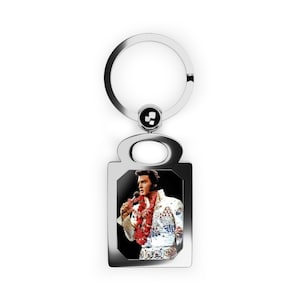 Elvis, Elvis Presley, Elvis The King of Rock and Roll Rectangle Photo Keyring.