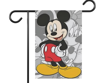 Disney Mickey Mouse and Minnie Mouse (in the background) personalized Garden or Home Flag Banner