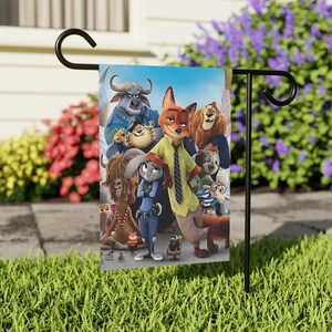 Disney Zootopia featuring Nick,Judy and other characters from the movie Garden or Home Flag Banner, Outdoor Flags, Garden Decoration image 4