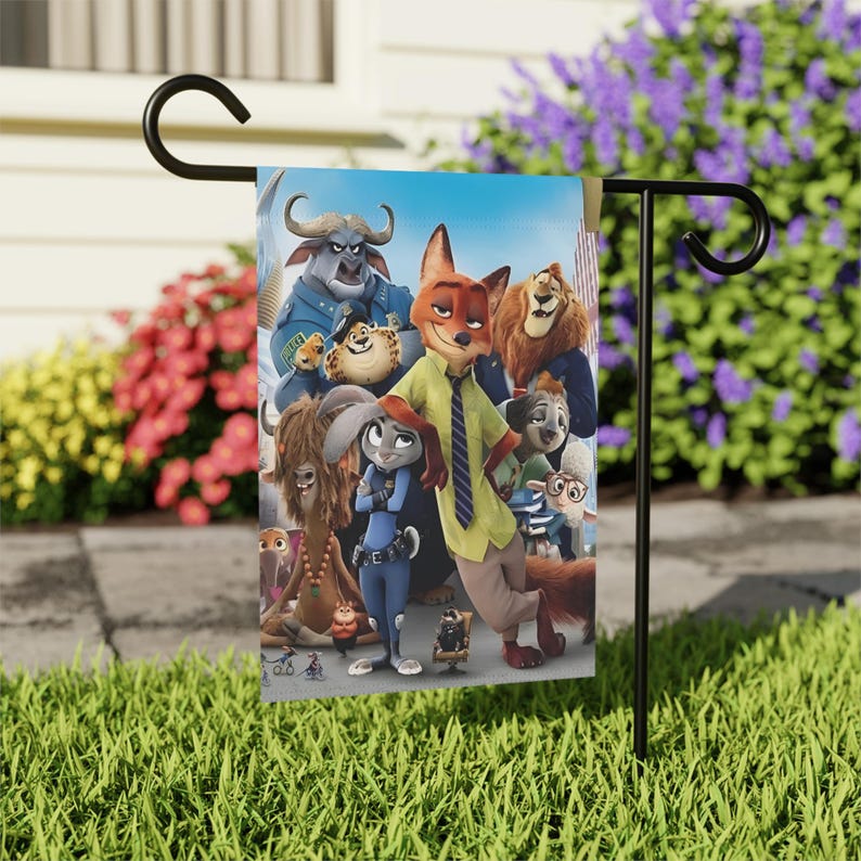 Disney Zootopia featuring Nick,Judy and other characters from the movie Garden or Home Flag Banner, Outdoor Flags, Garden Decoration image 4