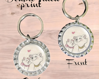 Aristocats Keychain: Marie and Duchess Bottlecap Charm