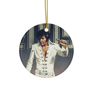 Elvis Presley singing Ceramic Christmas Ornament