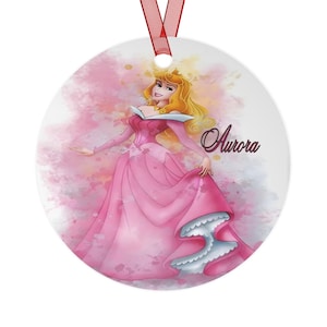 Aurora Disney Princess from the  movie Sleeping Beauty metal Christmas ornament