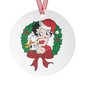 Enfeite de Natal de metal Betty Boop Natal. Decoração de casa. Decoração de Natal.