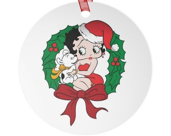 Betty Boop Christmas Ornament, Double-Sided Metal Holiday Decor