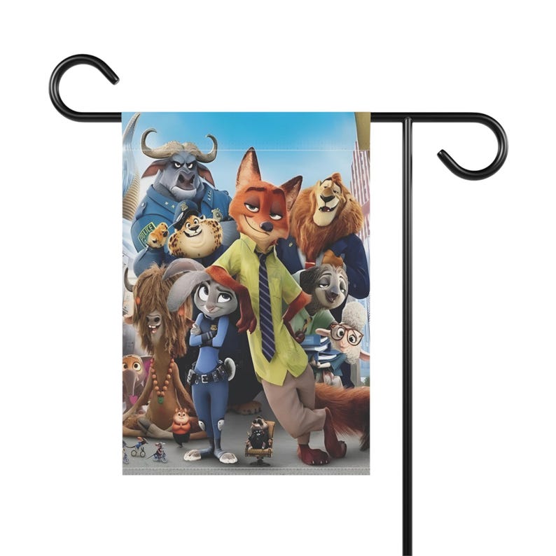 Disney Zootopia featuring Nick,Judy and other characters from the movie Garden or Home Flag Banner, Outdoor Flags, Garden Decoration image 2