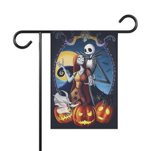 Disney Jack Skellington, Sally and Zero Halloween and Christmas Garden or Home Flag Banner