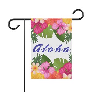Aloha and Hawaiian tropical Garden or Home Flag Banner