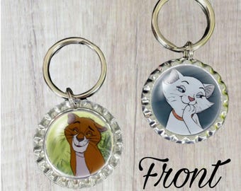 Aristocats Keyring: Duchess & O'Malley Bottlecap Keychain