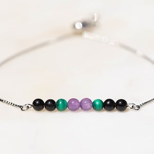 Scorpio Bracelet | Amethyst, Obsidian, Malachite Adjustable Scorpio Crystal Bracelet | Gold, Silver, Rose Gold, or Cord  | Gifts for Scorpio