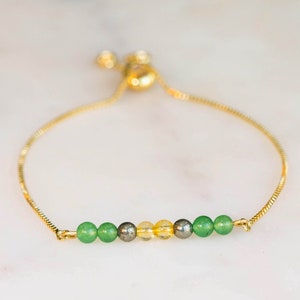 Money Bracelet | Aventurine, Pyrite, Citrine Adjustable Bracelet | Gold, Silver, Rose Gold, or Cord | Prosperity Bracelet |