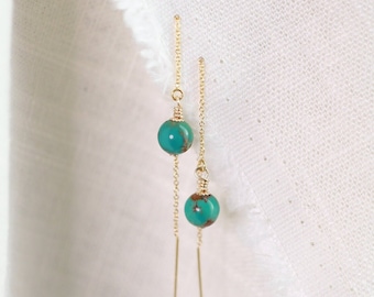 Turquoise Earrings | Silver or Gold | Turquoise Drop Earrings | Turquoise Threader Earrings