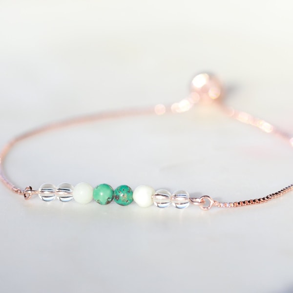 Healing Bracelet | Clear Quartz, Turquoise, Amazonite | Gold, Silver, Rose Gold, Cord Adjustable Crystal Bracelet
