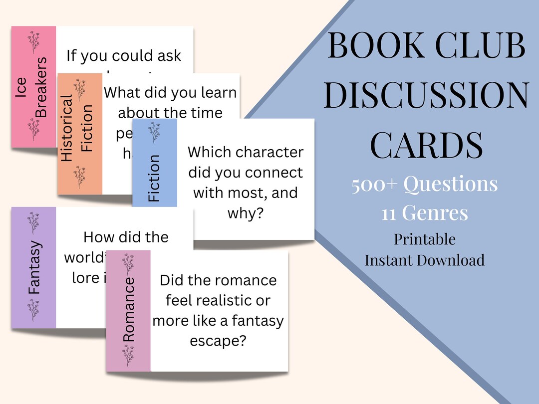 Book Club Discussion Cards Printable, 500+ Reading Questions for ...
