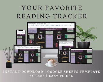 Googleスプレッドシート読書トラッカー｜デジタルブックジャーナル｜個人用ライブラリーオーガナイザー｜読書記録スプレッドシート｜即時ダウンロード