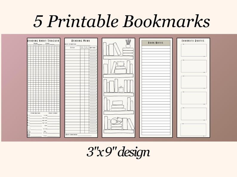 Reading Tracker Bookmark Bundle | Printable Gift for Book Lovers (PDF ...