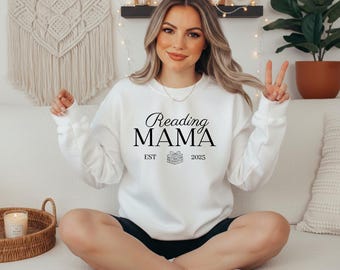 読書好きママのためのパーソナライズドスウェットシャツ｜カスタムブック好きママクルーネック｜本好きママへのギフト｜母の日読書スウェットシャツ