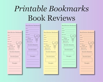 Marcapáginas imprimibles para reseñas de libros / Lleva un registro de tus lecturas con estilo / Descarga digital