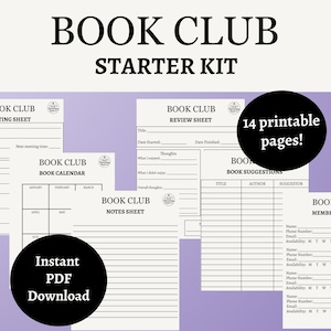 Book Club Starter Kit: Printable Organizer, Planner & Discussion Guide (PDF Download)