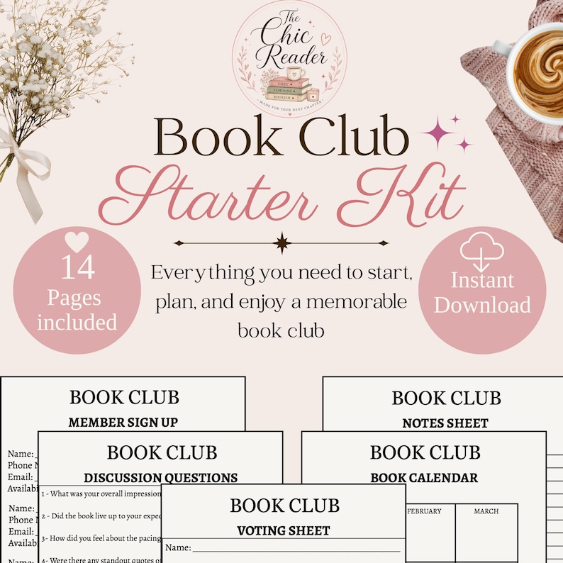 Book Club Starter Kit Printable | Book Club Planner & Discussion ...