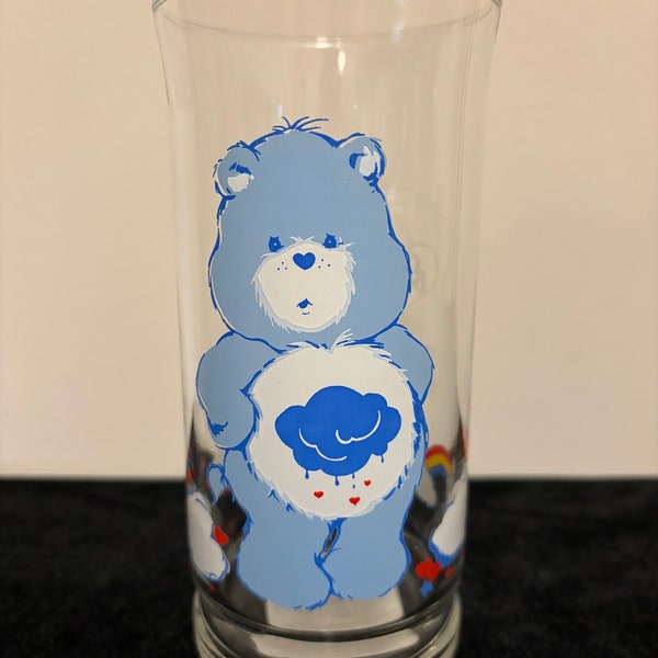 Vintage Carebears Grumpy Bear Collectible Glass