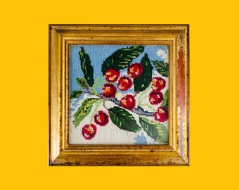 Vintage handgemachte Obst gerahmter Wandteppich