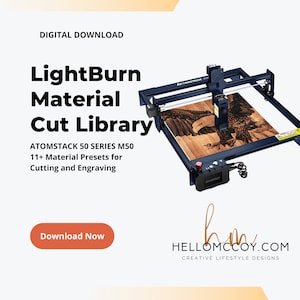 ATOMSTACK M50 A10 X7 LightBurn Material Cut Library | 11+ Material Presets for Cutting & Engraving
