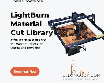 ATOMSTACK M50 A10 X7 LightBurn Material Cut Library | 11+ Material Presets for Cutting & Engraving