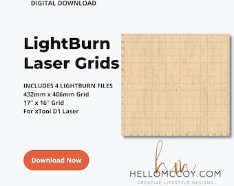 LightBurn Laser Grid Set for xTool D1 | 432mm x 406mm | 17&quot; x 16&quot; | Metric and Inch Laser Grid | Imperial | Grid Template