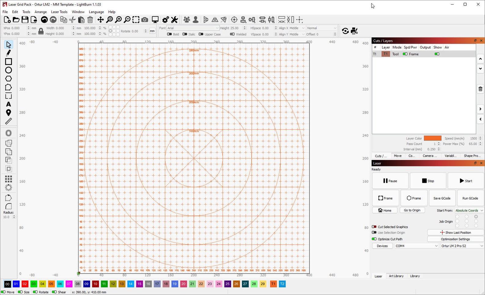Simple Lightburn Laser Grid Set for Ortur Laser Master 400mm X 400mm 15