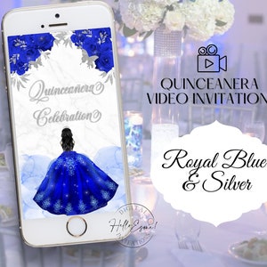 Invito Quinceanera Blu Royal, invito animato, invito video, invito mela cotogna, invito farfalla, invito principessa
